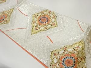 菱に華紋・花唐草模様織出し袋帯